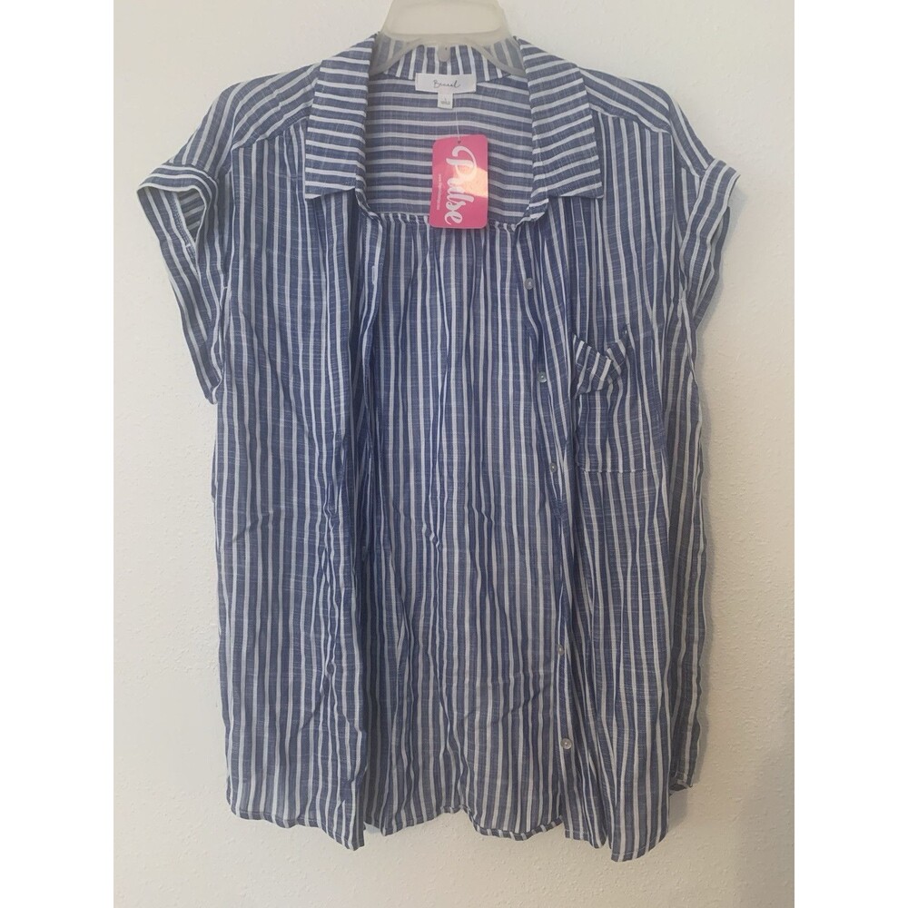 Blue Striped Button-Down Shirt - Unbranded
